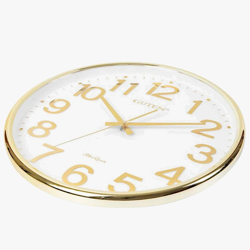 horloge murale moderne dorée design 3D silencieuse pour décoration intérieure