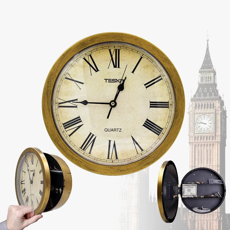 horloge murale rétro en imitation métal pour décoration créative minimaliste