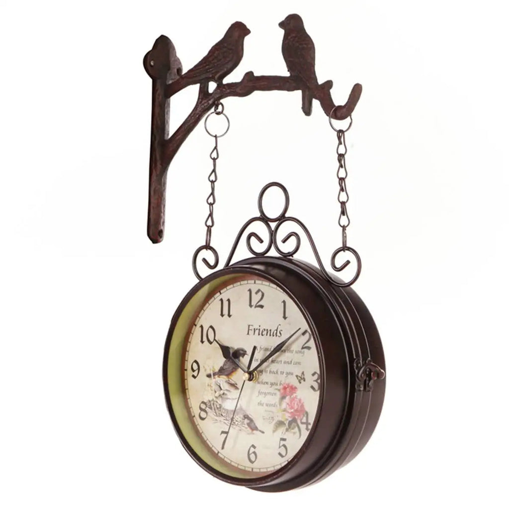 Horloge murale double face type horloge en fer à repasser avec finition Horloge murale double face type horloge en fer à repasser avec finition