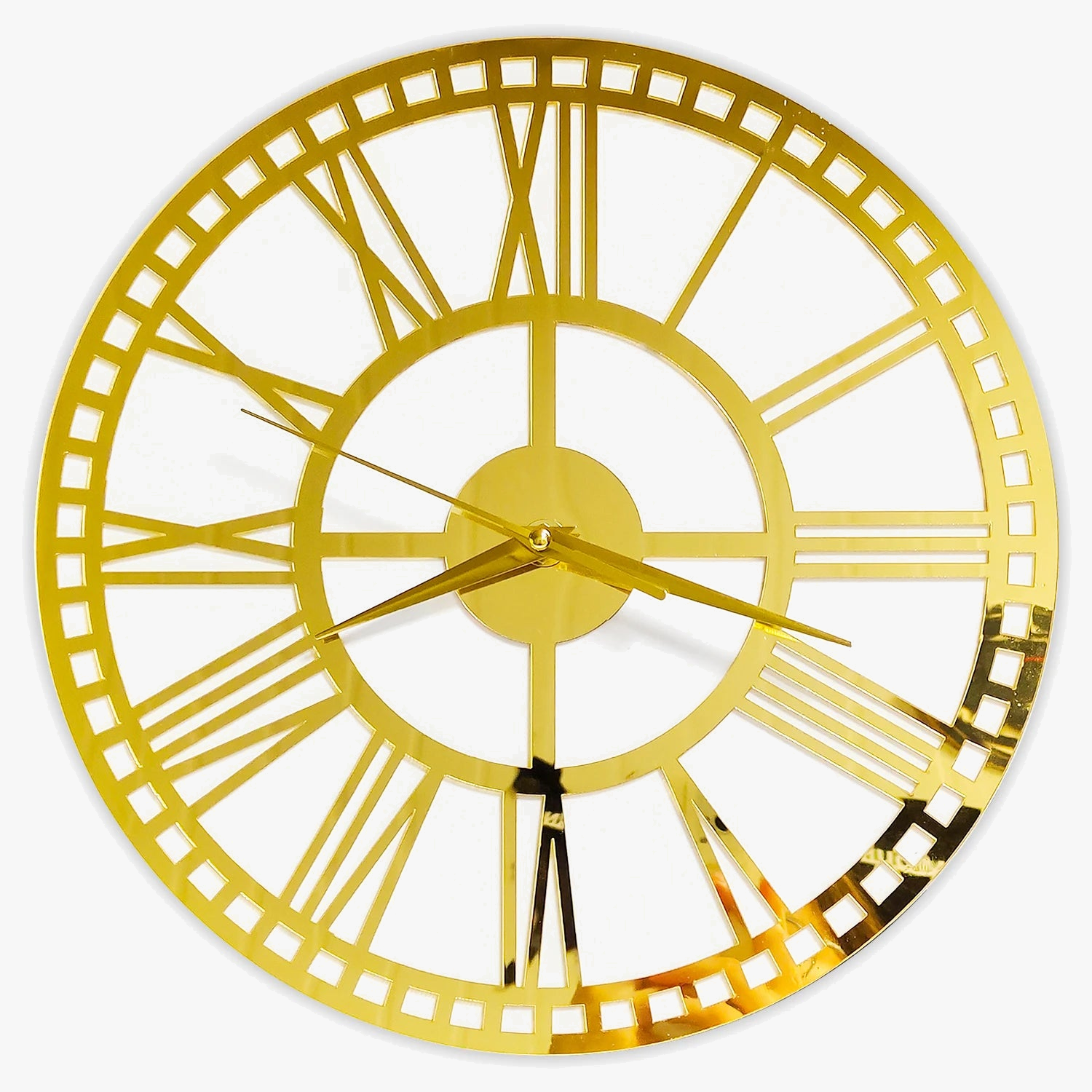 horloge murale silencieuse en acrylique effet miroir vintage