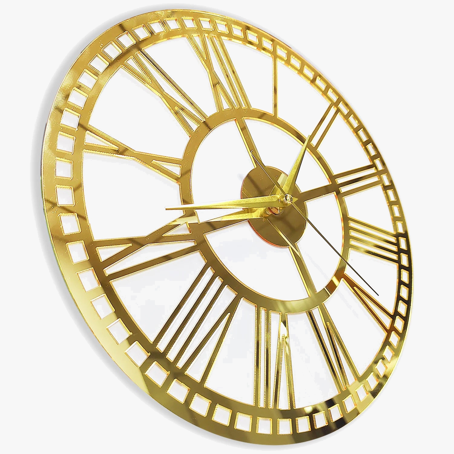 horloge murale silencieuse en acrylique effet miroir vintage