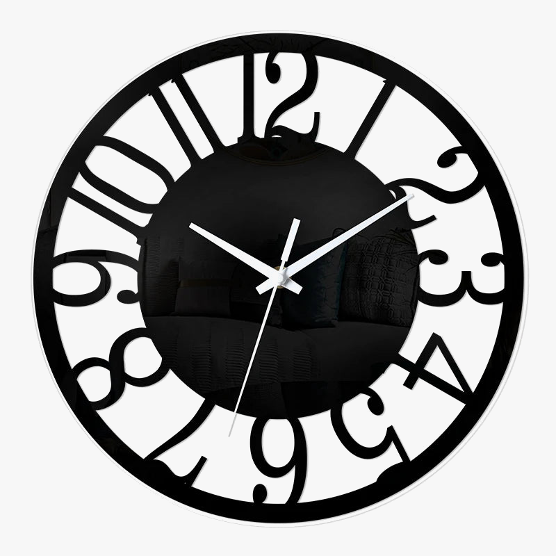 horloge murale transparente minimaliste avec chiffres arabes élégants