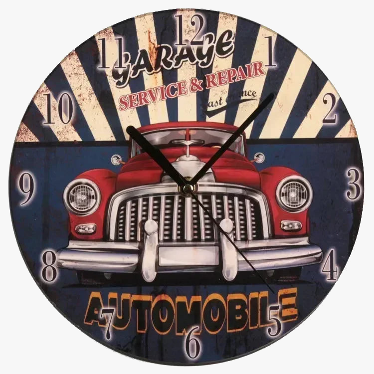 horloge murale vintage en bois design moderne rétro pour décoration intérieure