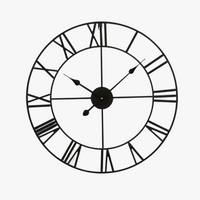 horloge murale vintage en métal silencieuse avec chiffres romains