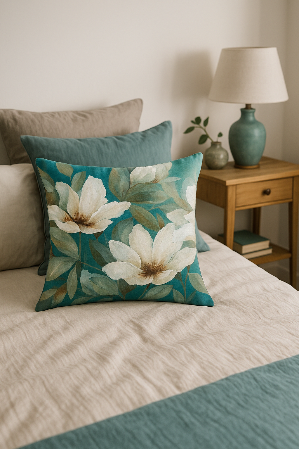 housse de coussin à motif floral ginkgo pour décoration intérieure