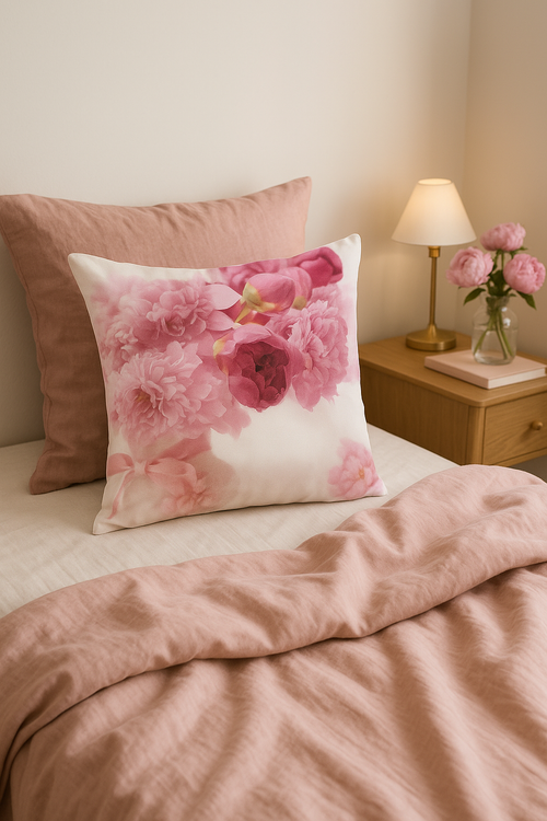 housse de coussin à motif rose style nordique décoratif - vue 2 sur 2