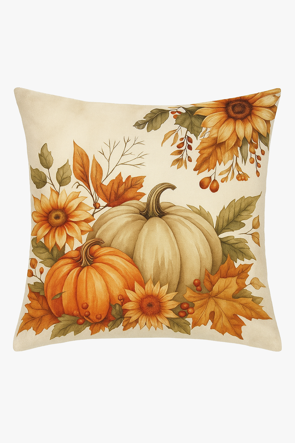 housse de coussin automnal avec écureuil et citrouille décorative