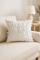 housse de coussin brodée feuille en 3D fait main 42 x 42 cm