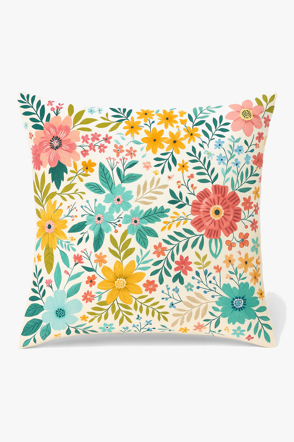 housse de coussin carrée fleurs aquarelle 45x45 cm décorative