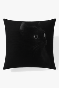 housse de coussin carrée imprimée chat noir décoratif