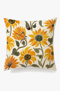 housse de coussin carrée jaune motif tournesol créatif 45 cm