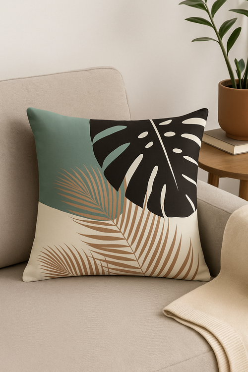 housse de coussin carrée art plant 45 cm design abstrait - vue 2 sur 2