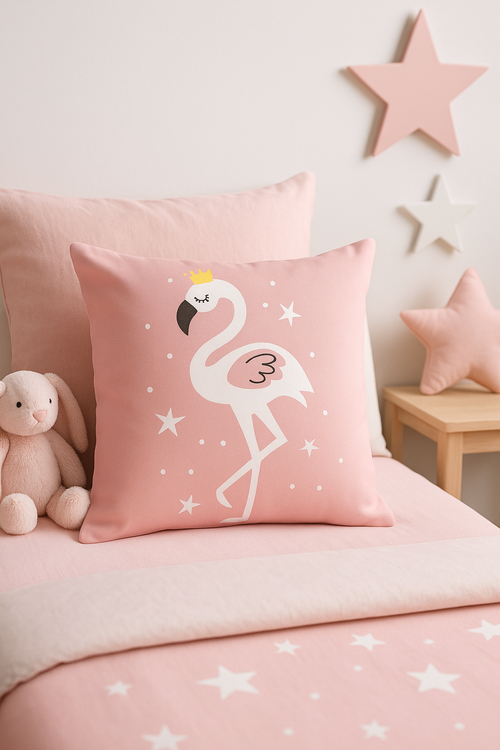 housse de coussin carrée flamant rose tropical 45 cm x 45 cm - vue 2 sur 2