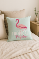 housse de coussin carrée flamant rose tropical 45x45 cm décor créatif