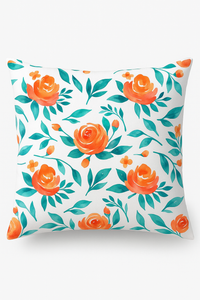 housse de coussin carrée fleurs aquarelle 45x45 cm décoratif