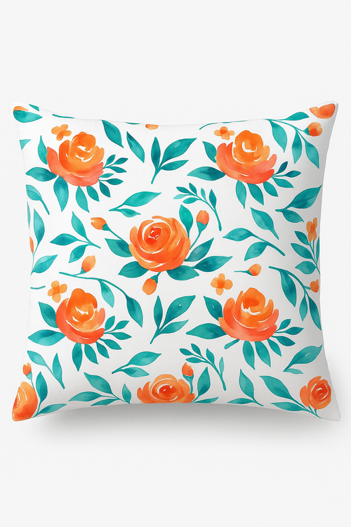 housse de coussin carrée fleurs aquarelle 45x45 cm décoratif