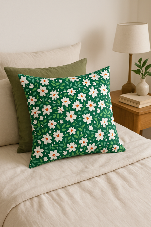 housse de coussin carrée fleurs aquarelle 45x45 cm décoratif pour canapé - vue 2 sur 2