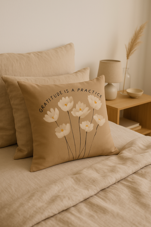 housse de coussin carrée géométrique marron chic et moderne - vue 2 sur 2