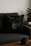 housse de coussin carrée imprimée chat noir décoratif