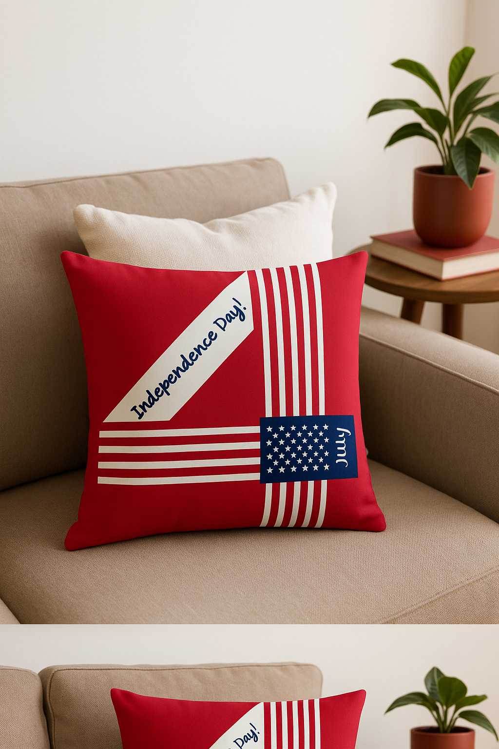 housse de coussin carrée imprimée love usa pour décoration festive - vue 3 sur 2