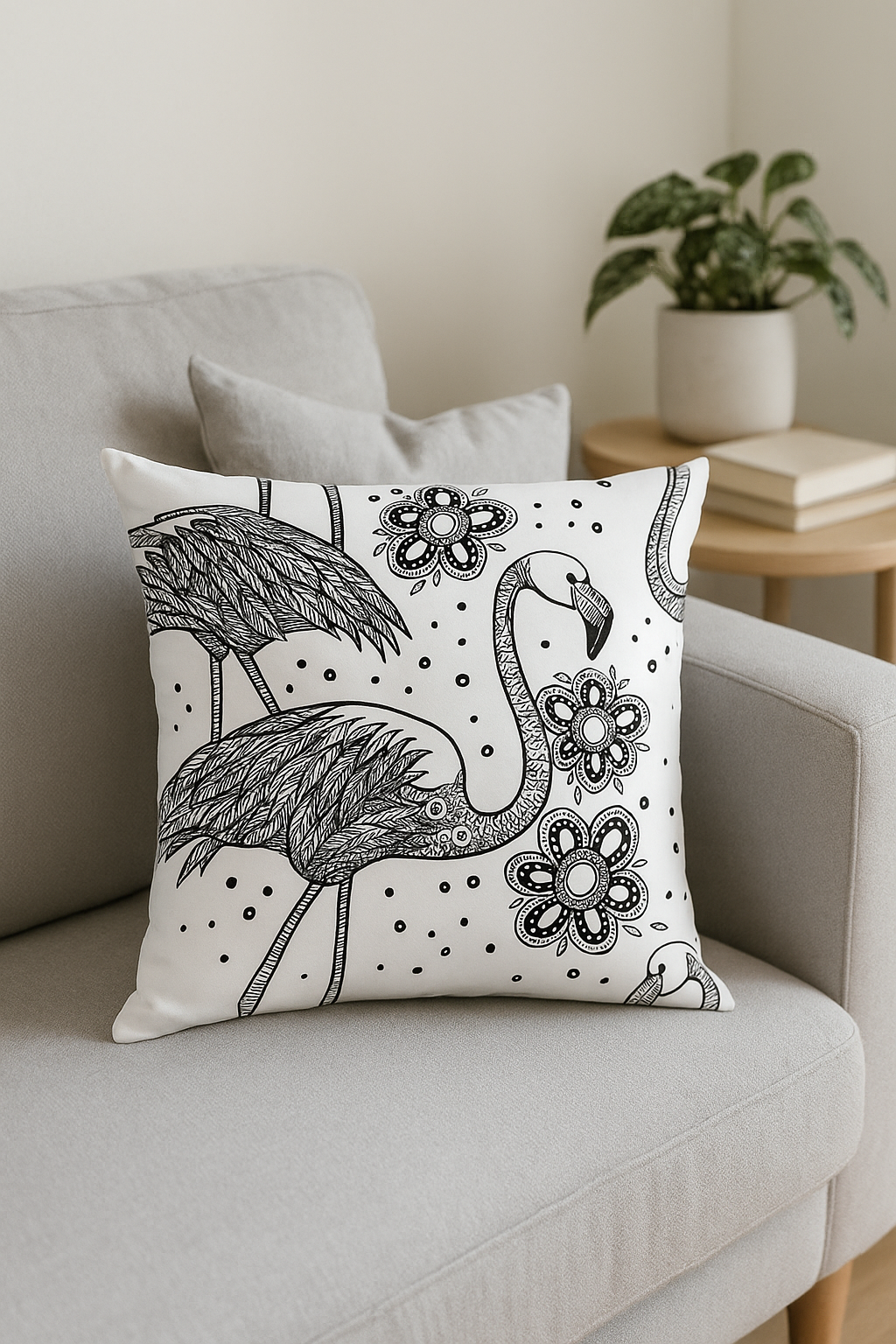 housse de coussin carrée motif flamant rose décoratif pour votre intérieur - vue 3 sur 2