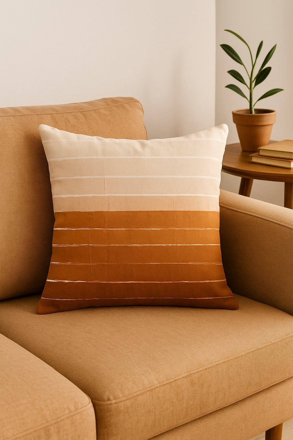 housse de coussin carrée motif géométrique marron élégant