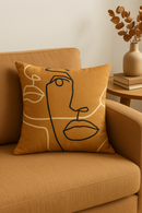 housse de coussin carrée motif géométrique marron élégant et moderne