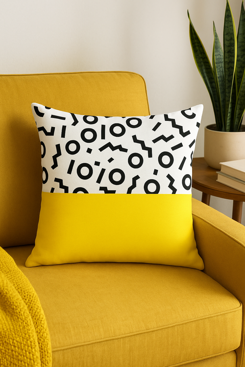 housse de coussin carrée motif tournesol en jaune créatif 45x45 cm - vue 2 sur 2