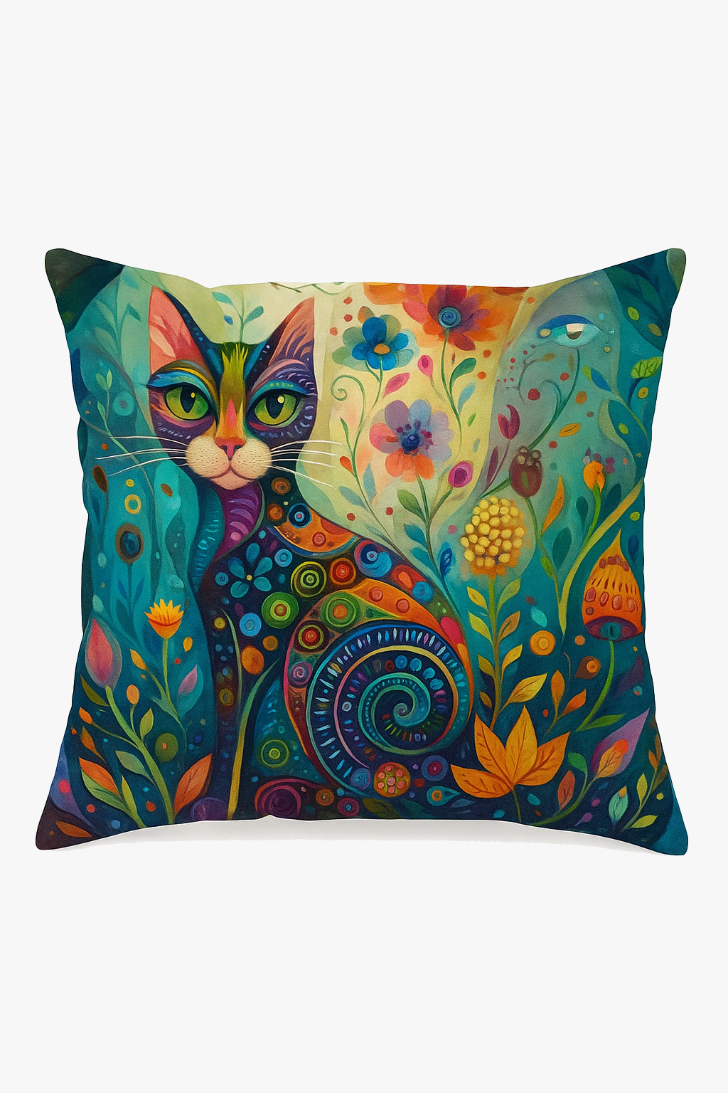 housse de coussin chats fantastiques colorés pour déco originale