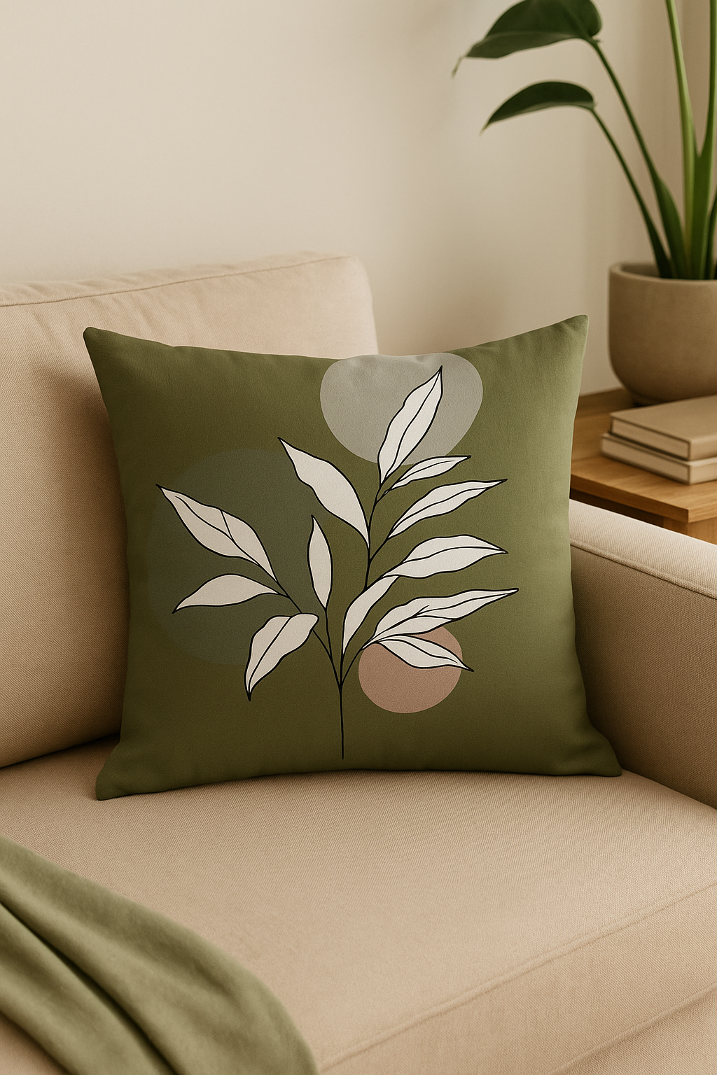 housse de coussin créative à motifs de feuilles vertes - vue 3 sur 2