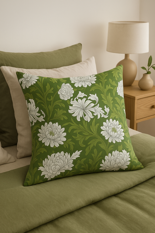 housse de coussin créative à motifs de feuilles vertes - vue 4 sur 3