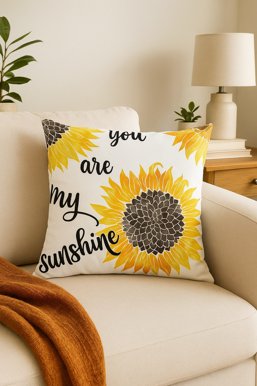 housse de coussin créative motif tournesol jaune 45x45 cm