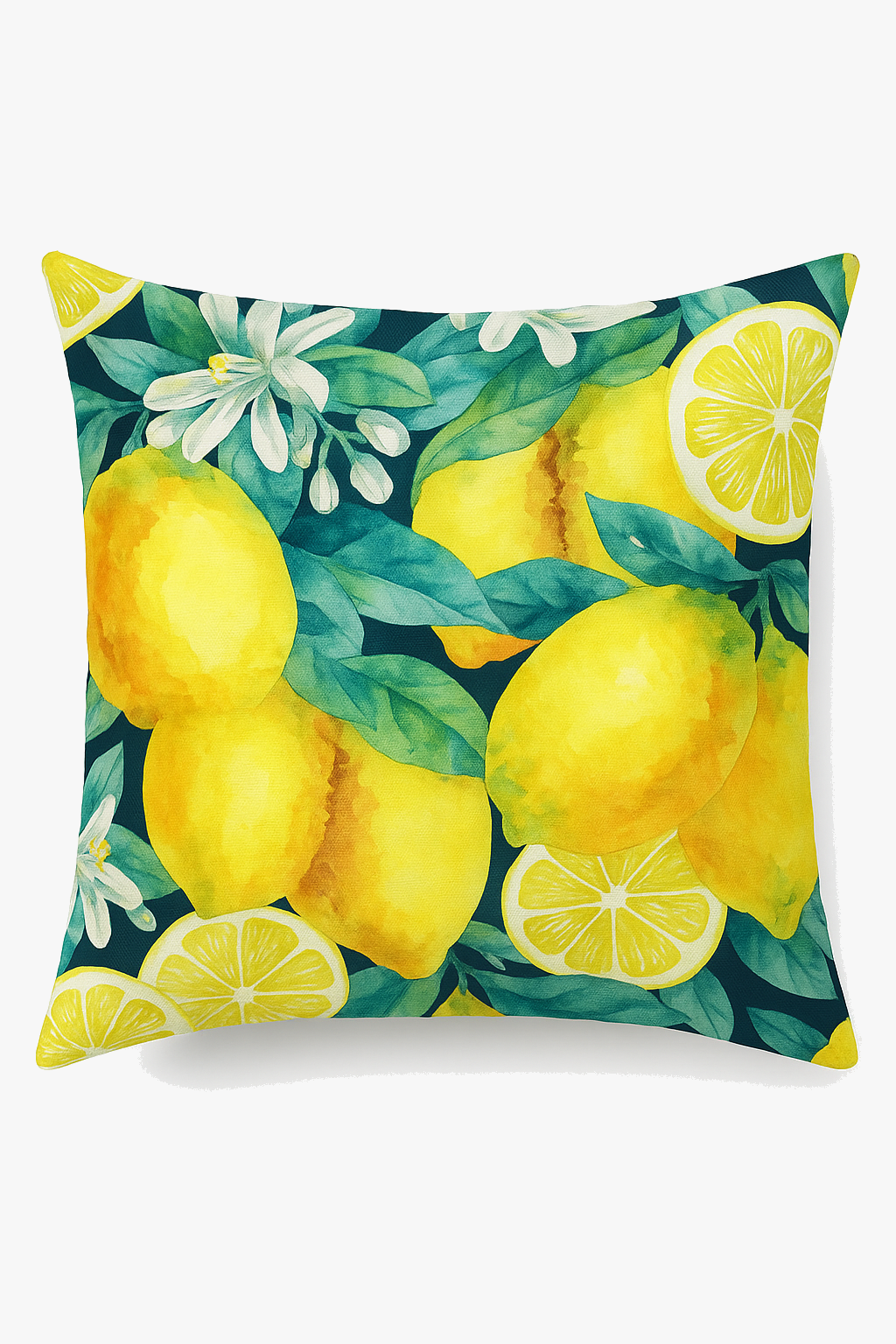 housse de coussin décorative fruits d'été citron orange fraise pastèque