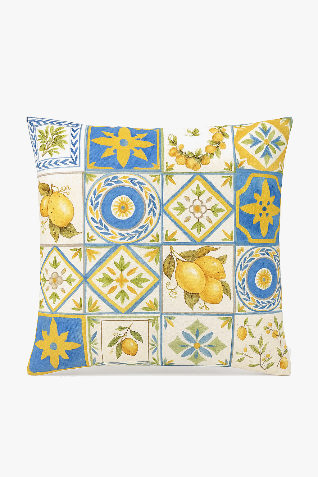 housse de coussin décorative fruits d'été citron orange fraise pastèque
