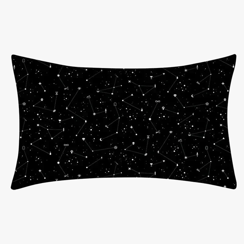 housse de coussin décorative imprimé géométrique noir et blanc