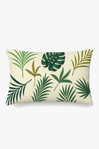 housse de coussin décorative motif feuilles tropicales vertes 30 x 50 cm