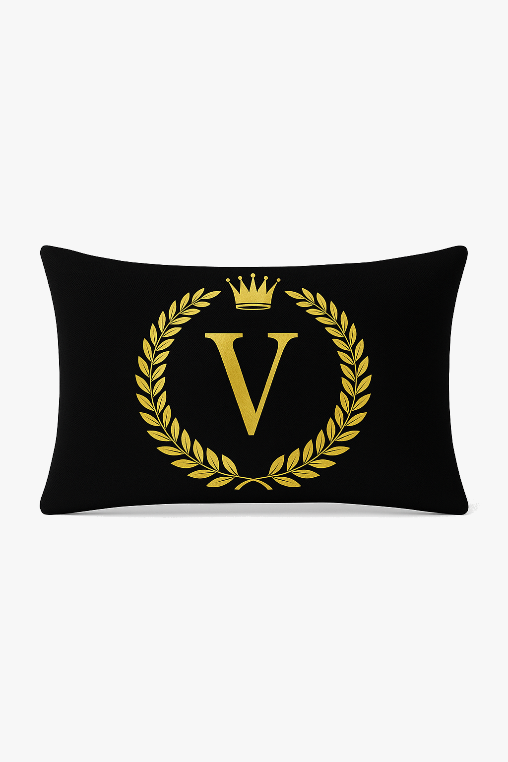 housse de coussin décorative motif lettres noires dorées