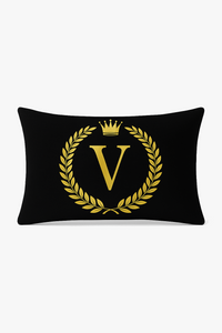 housse de coussin décorative motif lettres noires dorées
