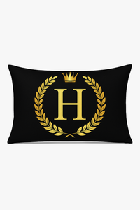 housse de coussin décorative à motif lettres noires et dorées