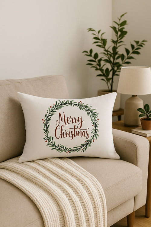 housse de coussin de noël rouge pour décoration intérieure - vue 2 sur 2