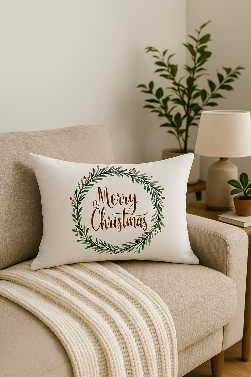 housse de coussin de noël rouge pour décoration intérieure