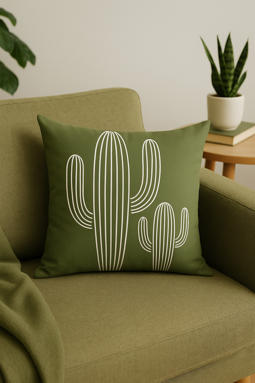 housse de coussin décorative à motif floral vert abstrait - vue 2 sur 2
