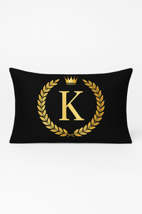 housse de coussin décorative à motif lettres noires et dorées