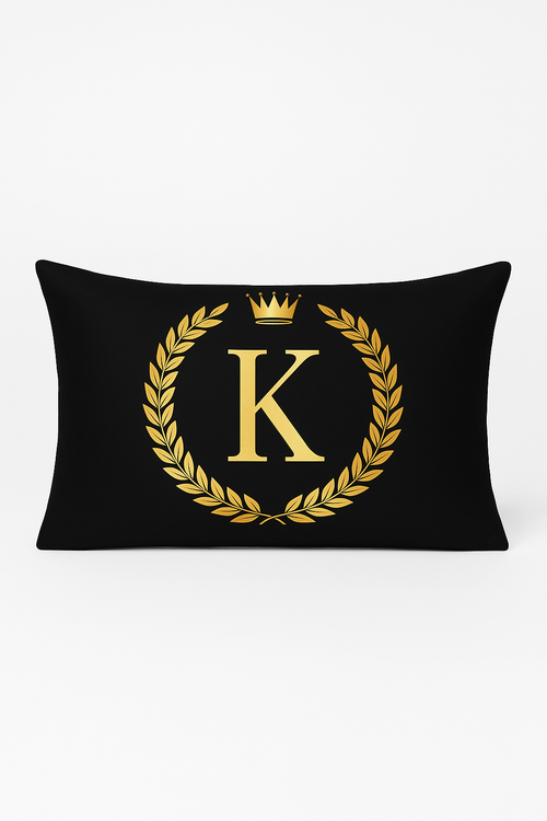 housse de coussin décorative à motif lettres noires et dorées