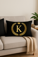 housse de coussin décorative à motif lettres noires et dorées
