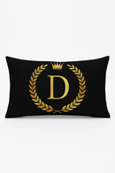housse de coussin décorative à motif lettres noires et dorées