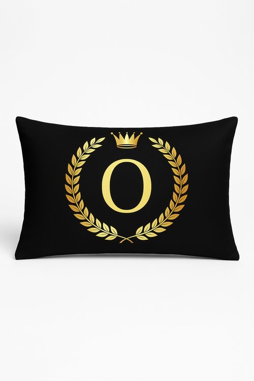 housse de coussin décorative à motif lettres noires et dorées