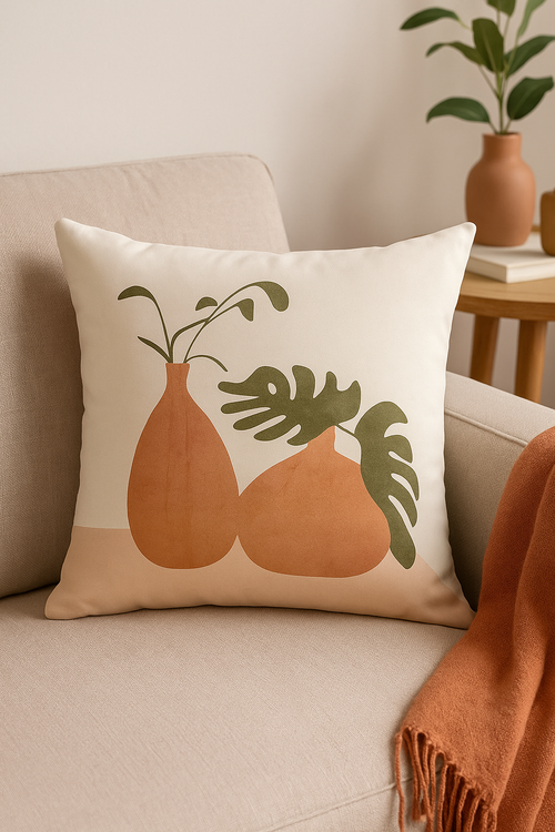 housse de coussin décorative à motif végétal 45x45 cm - vue 2 sur 2