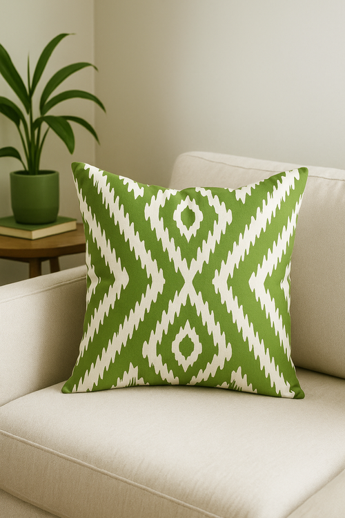 housse de coussin décorative à motifs de feuilles vertes - vue 2 sur 2