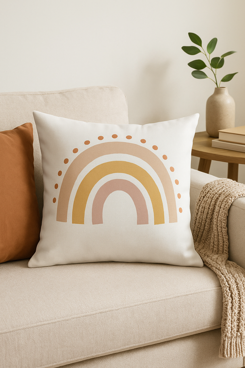 housse de coussin décorative arc-en-ciel dessin animé pour canapé - vue 2 sur 2